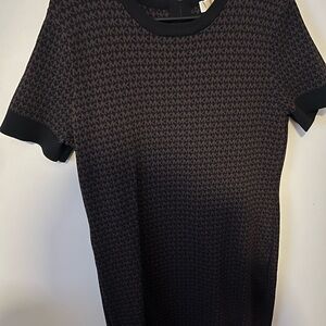 Michael Kors Black and Gray Monogram Short Sleeve Top